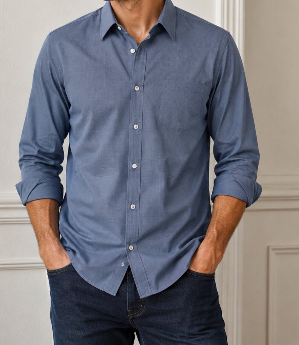 UNTUCKit Blue Micro Check Button Down Shirt -XXL Regular Fit 100% Cotton